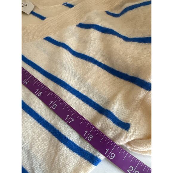 Demylee New York V-Neck Striped Cashmere Short Sleeve Sweater - Size S - Picture 6 of 7